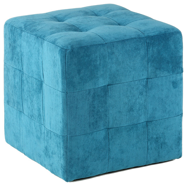 Braque Cube Ottoman, Blue