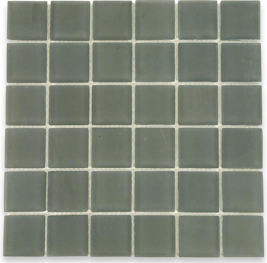 12"x12" Loft Ash Gray Frosted Glass Tile, Single Sheet
