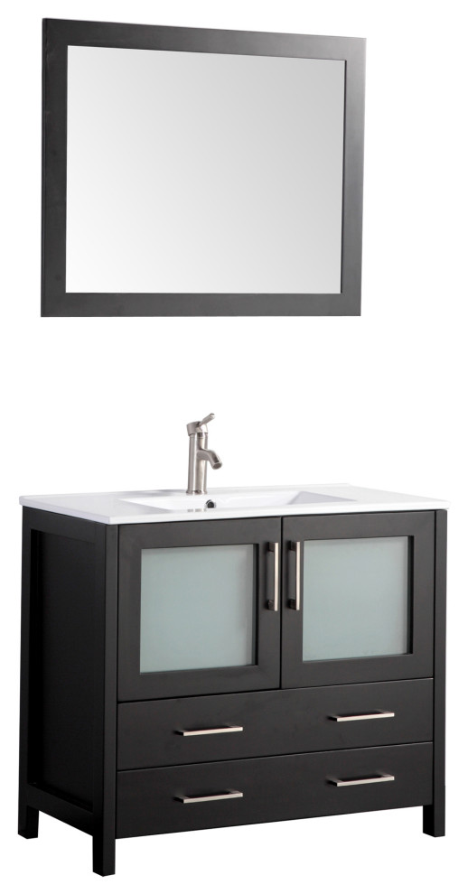 Vanity Art Vanity Set With Ceramic Top, 36" Contemporary Bathroom