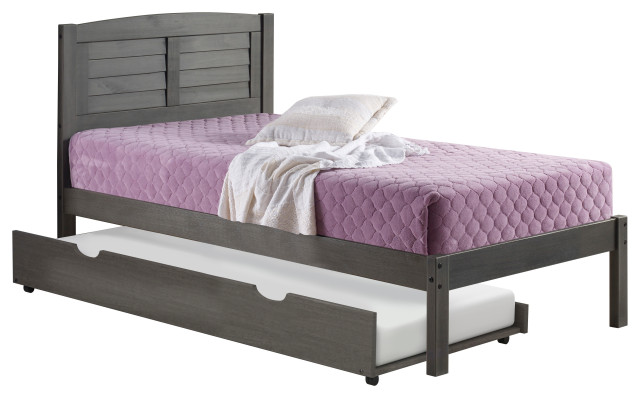 Twin Louver Bed With Trundle Bed Antique Grey - Transitional - Kids ...