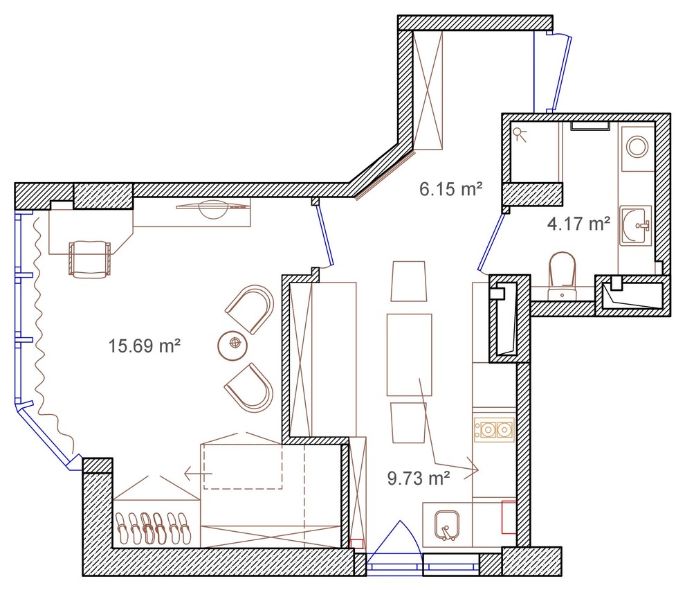 Маленькая квартира в скандинавском стиле 35 м²