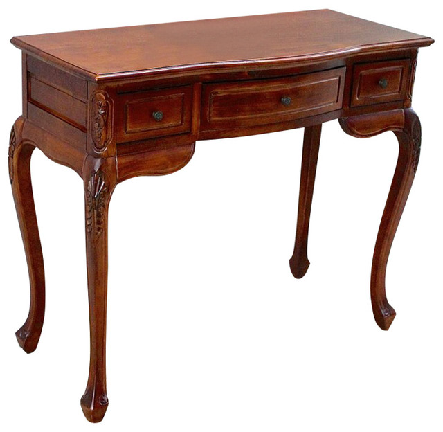 Carved Wood Vanity Desk Brown Stain Traditional Desks And Carved Wood Vanity Desk Brown Stain