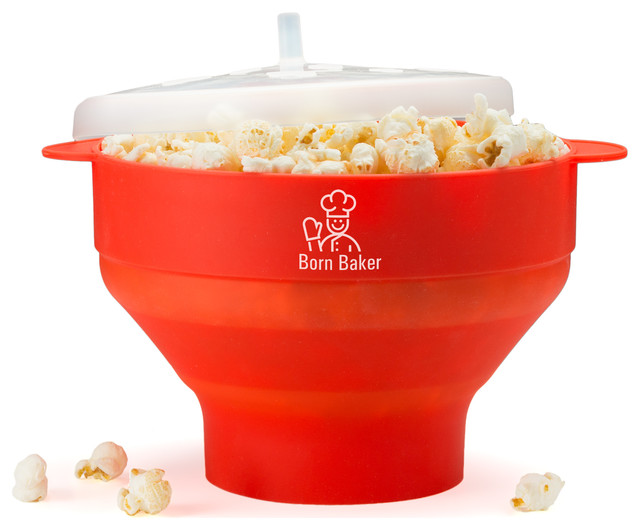 Born Baker Collapsible Silicone Microwave Popcorn Popper Contemporary