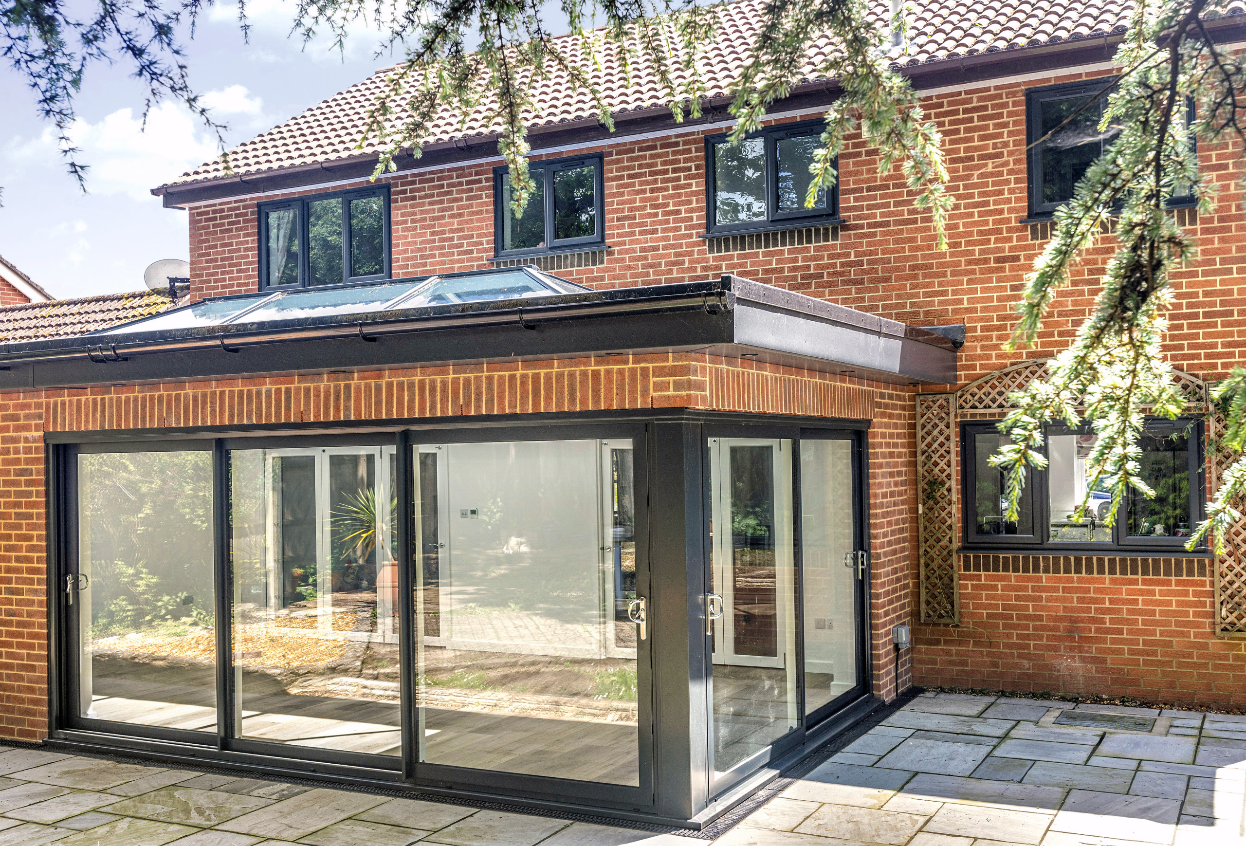 Exterior view of rear extension and sliding doors