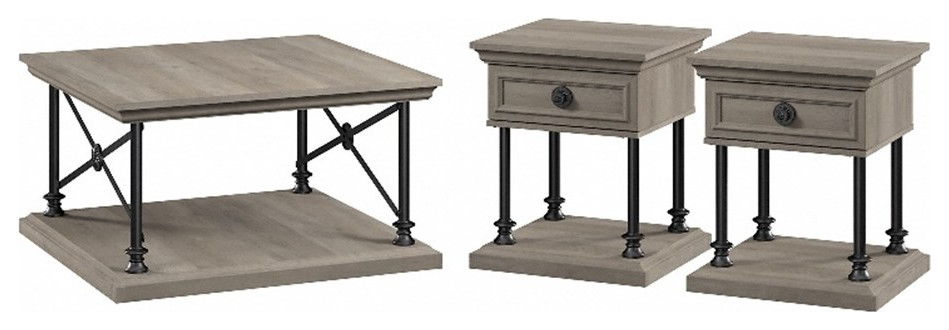 Coliseum Square Coffee Table with End Tables Driftwood Gray - Engineered Wood