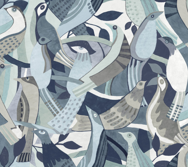 Fauvist Flock Wallpaper Eclectic Wallpaper by York Wallcoverings