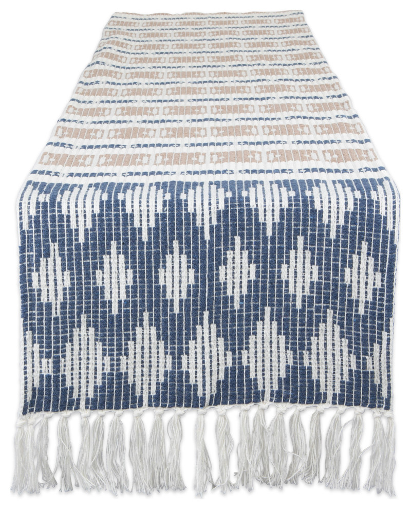DII French Blue/Stone Colby Southwest Table Runner Contemporary