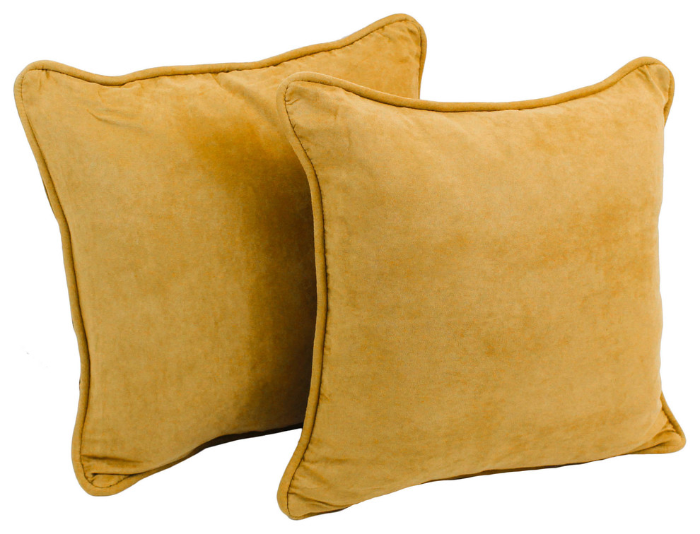 18" Microsuede Square Throw Pillow Inserts, Set of 2, Lemon