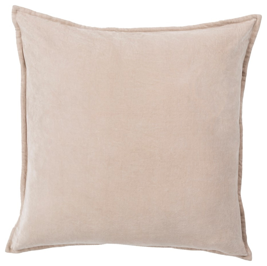 Cotton Velvet by Surya Poly Fill Pillow, Taupe, 20' x 20'