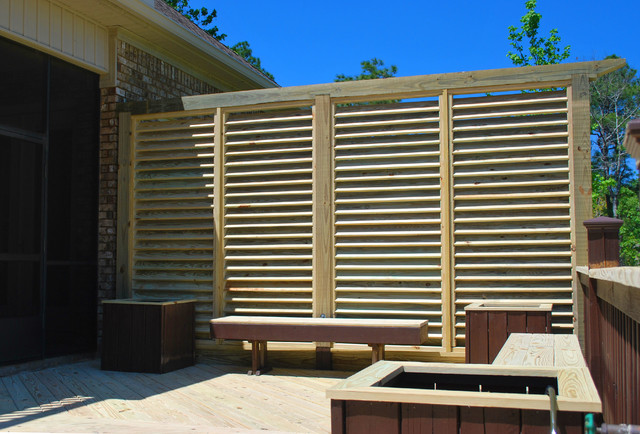 Deck Rebuild And Louver Privacy Wall Traditional Terrace