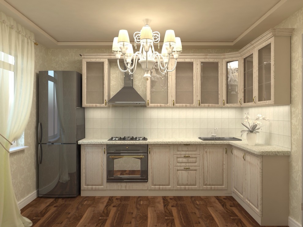 Кухня в нежных,классических тонах