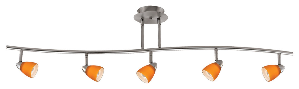 5 Orbit Light 120V GU-10 50W Fixture Only, Brushed Steel Finish, Cone Rust