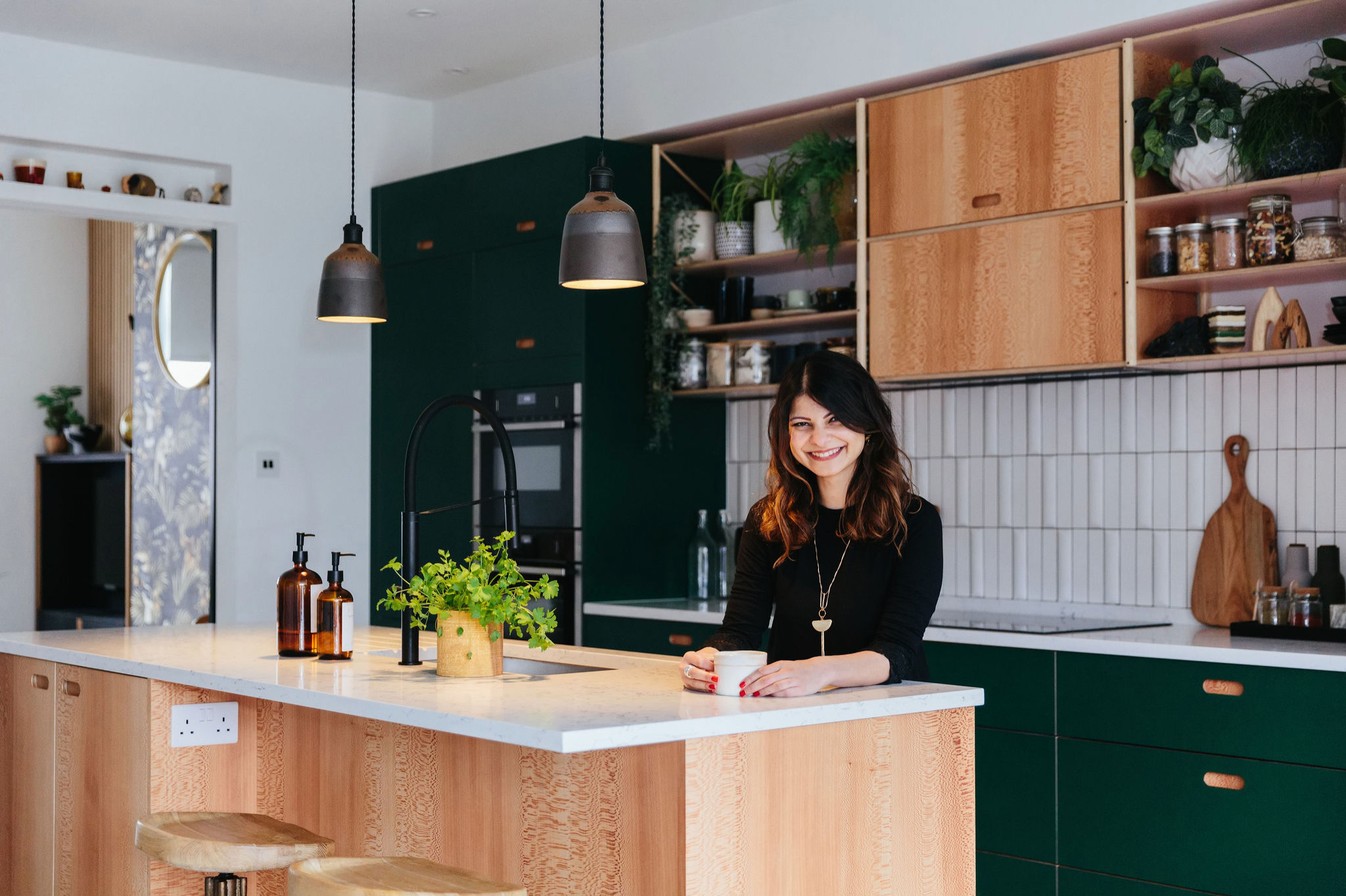 A Sustainable Green Kitchen With Inventive Storage | Houzz UK