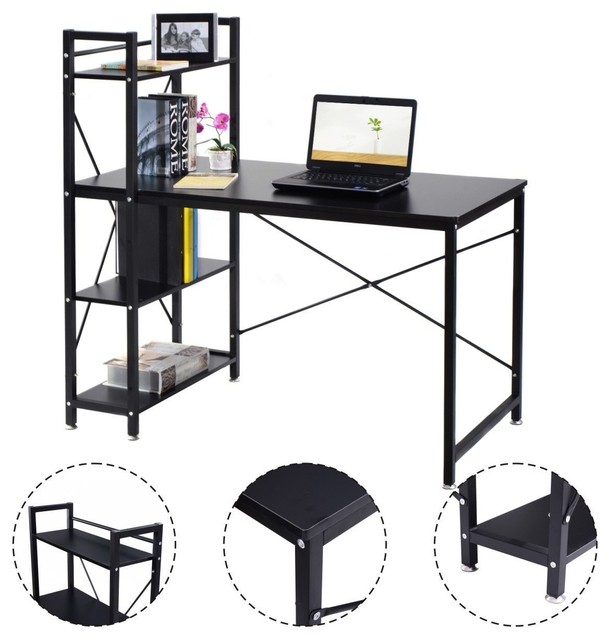 desk with 4 tier shelves