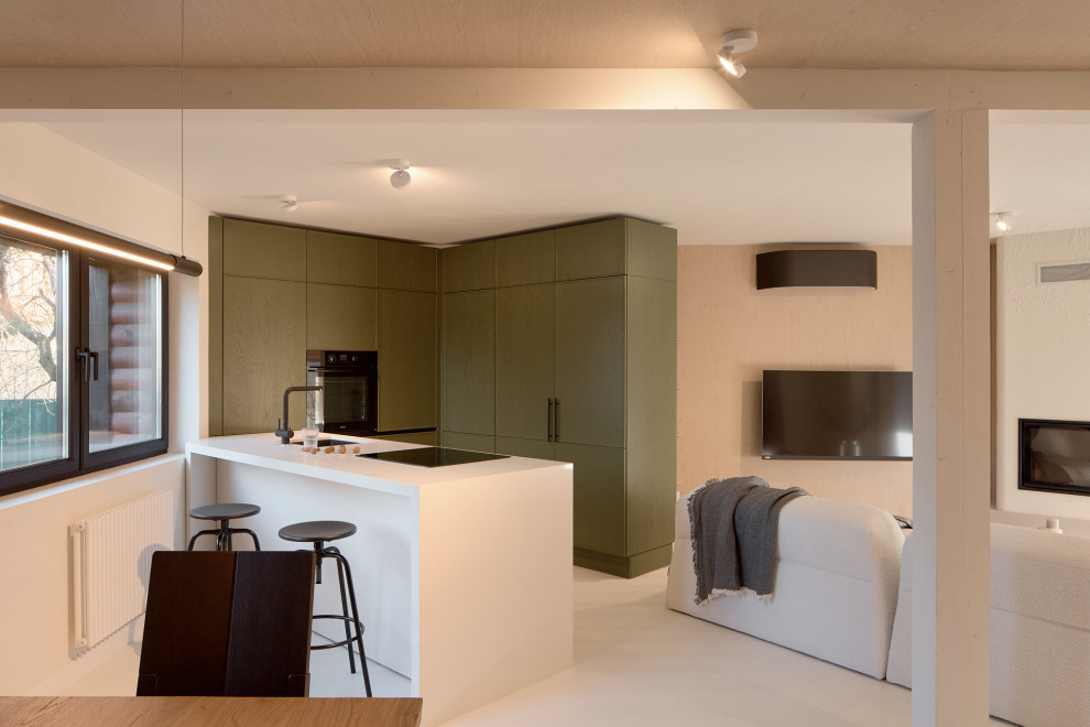 Кухня-гостиная. Разворот на 45 градусов