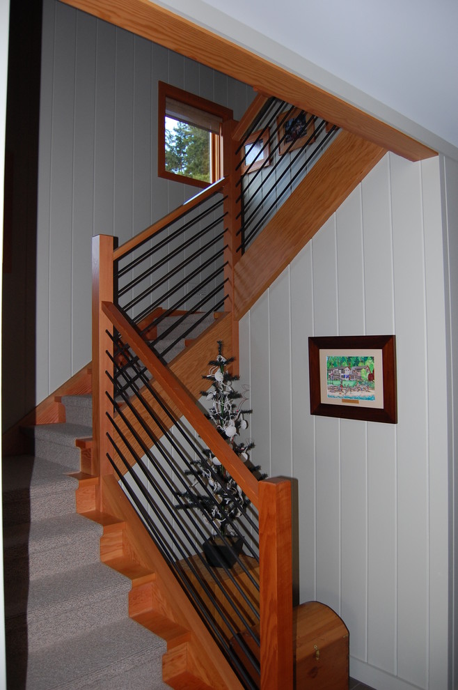 Traditional staircase in Seattle.