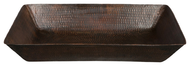 20" Rectangle Vessel Hammered Copper Bathroom Sink - Traditional ...