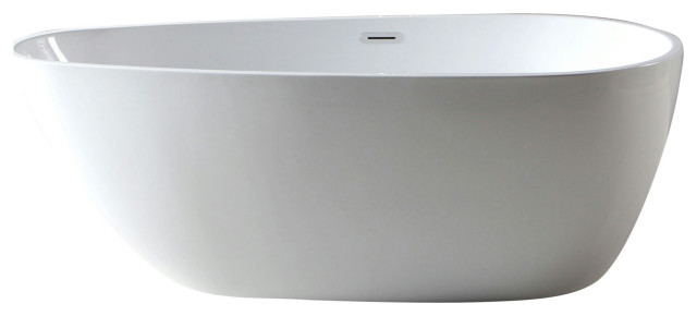 Alfi Brand Ab8861 59" White Oval Acrylic Free Standing Soaking Bathtub