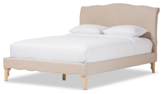 Fannie French Classic Linen Fabric Platform Bed - Transitional ...