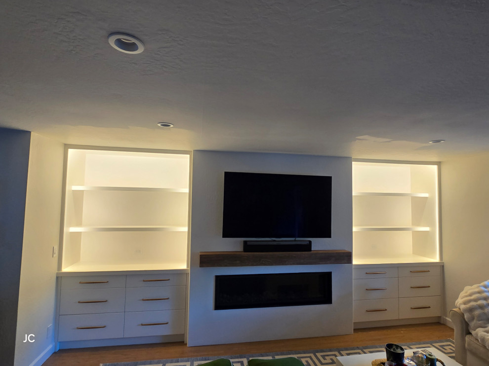 Modern Media Wall with Custom Built-Ins LED
