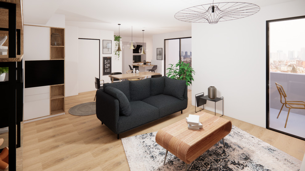 Photo of a contemporary family room in Nantes.