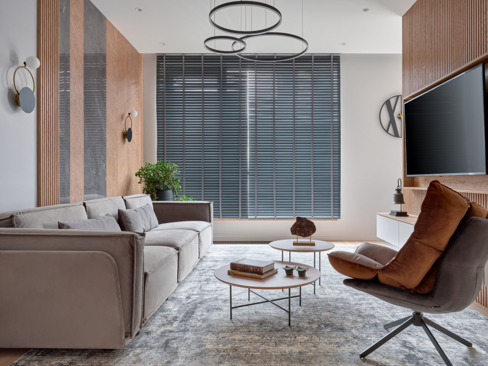 Монохром с деревянными акцентами в двухкомнатной квартире 60 м2