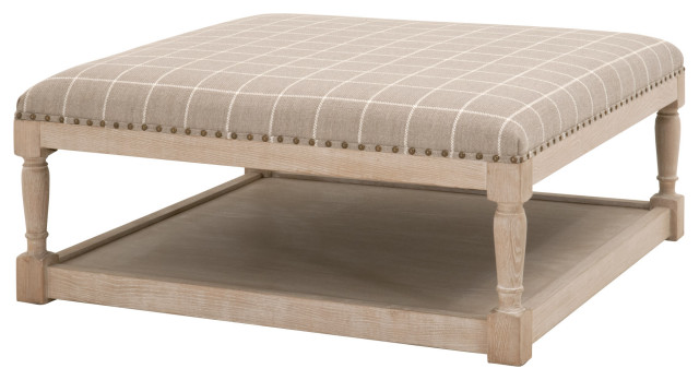 40" Square Townsend Taupe Upholstered Coffee Table With Storage