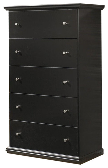 Ashley Furniture Maribel 5 Drawer Wood Chest in Black
