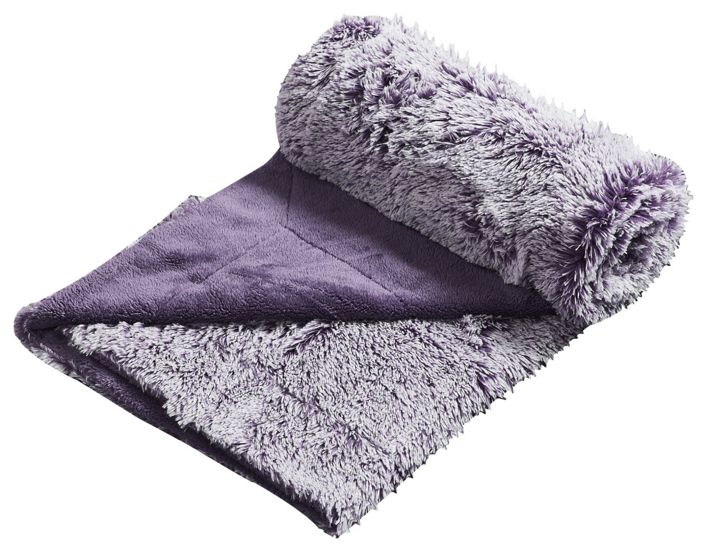Woolly Mammoth Throw Blanket, Purple