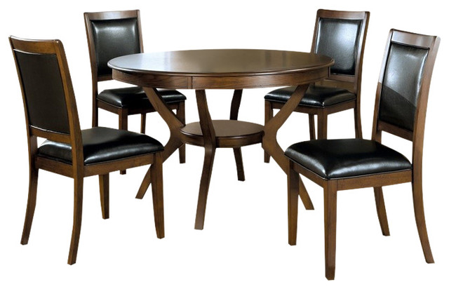 Monarch Specialties Dining Table 48 Diameter Dark Walnut Ash Veneer Top I1890