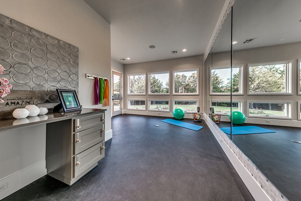 Design ideas for a transitional home gym in Oklahoma City.