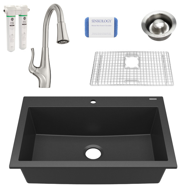 Camille Matte Black All In One Granite Composite Sink And Pfister Clarify Faucet