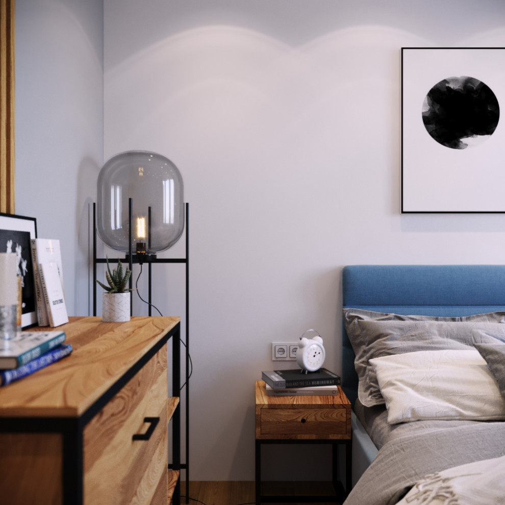 Компактная спальня. Минимализм и дерево.