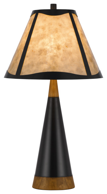 Clemente 1 Light Table Lamp, Mica with Black and Wood