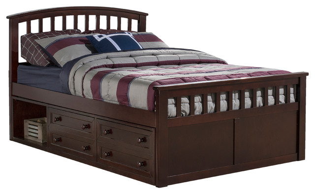Dolan Chocolate Full Size Captains Bed, Full Size Captains Bed Frames With Headboards