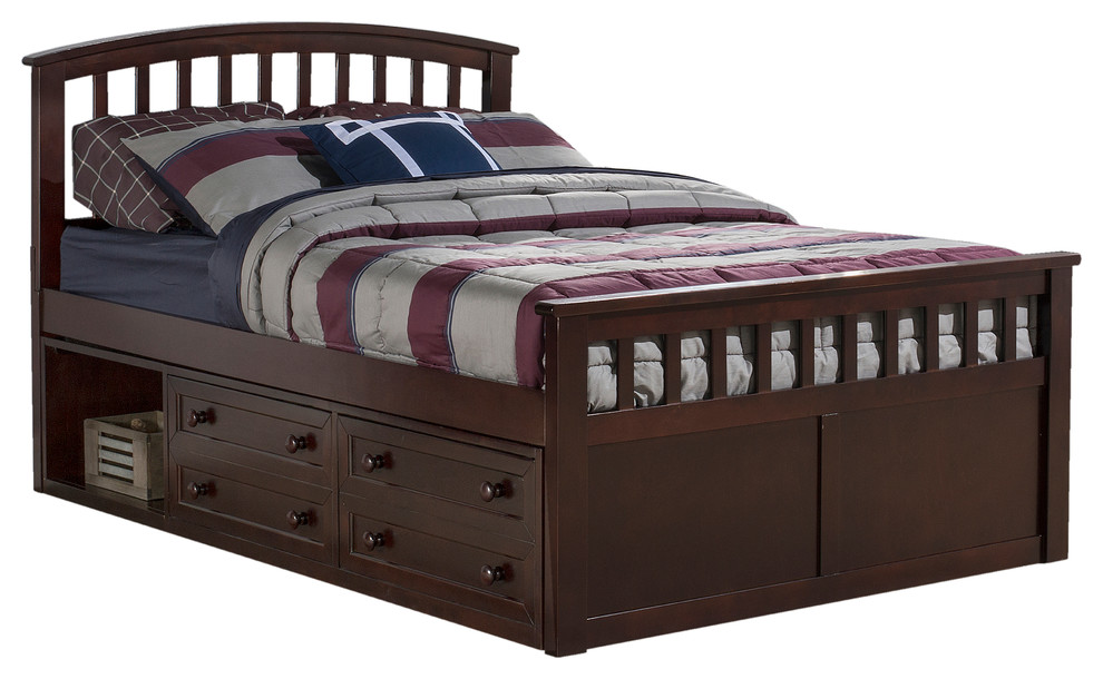 Dolan Chocolate Full Size Captains Bed Transitional Kids Beds by