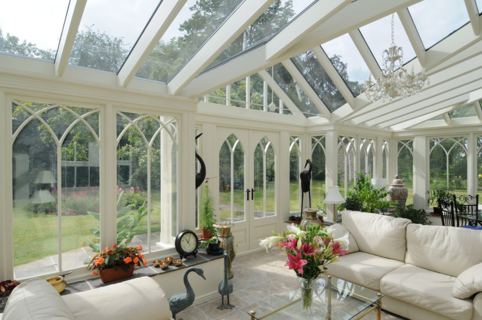 Design ideas for a traditional sunroom in Other.