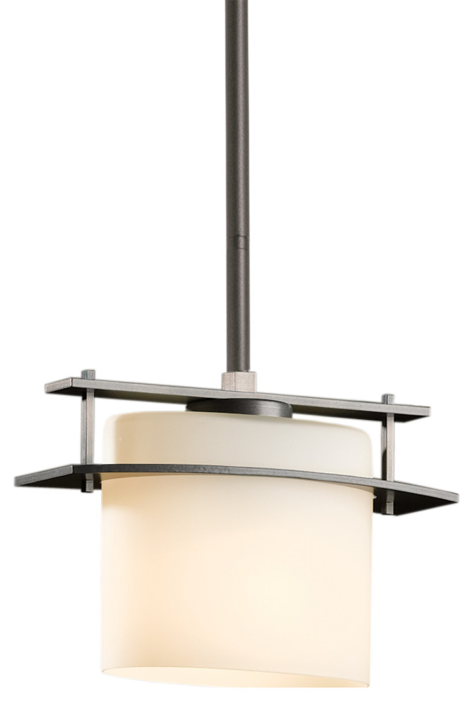 Arc Ellipse Mini Pendant, Dark Smoke Finish, Opal Glass - Transitional ...