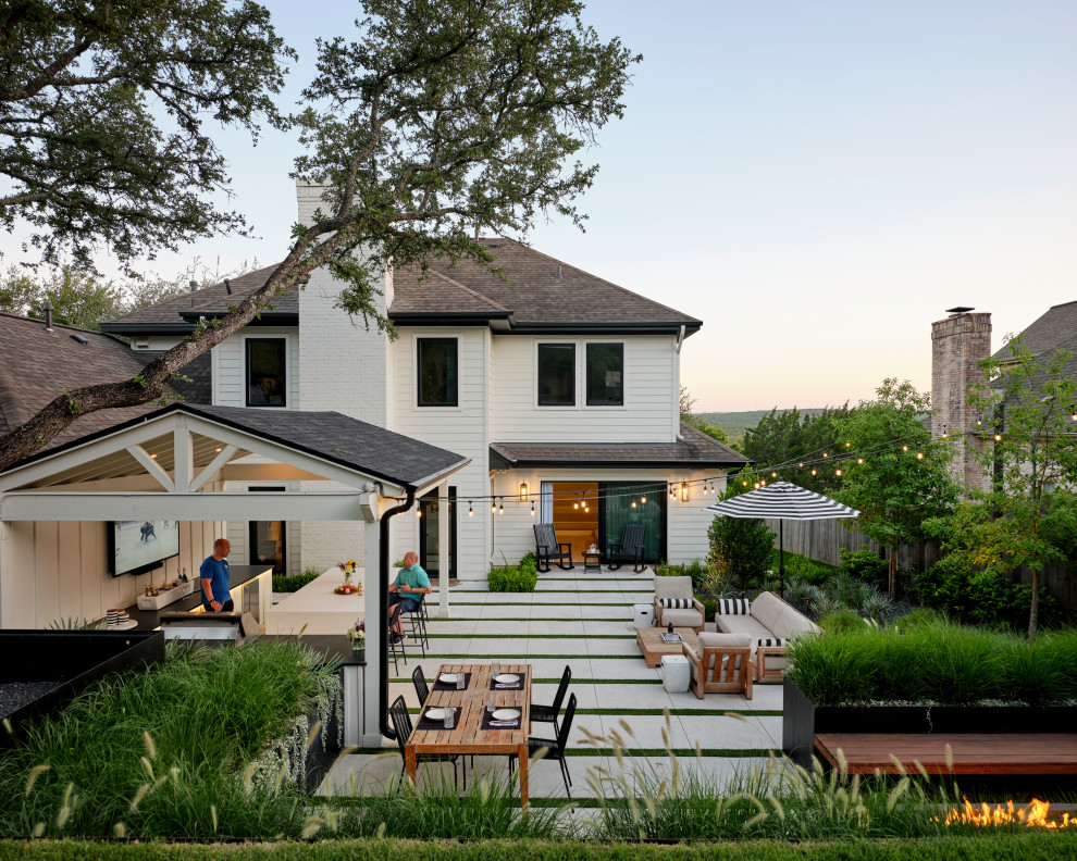 Photo of a modern home design in Austin.