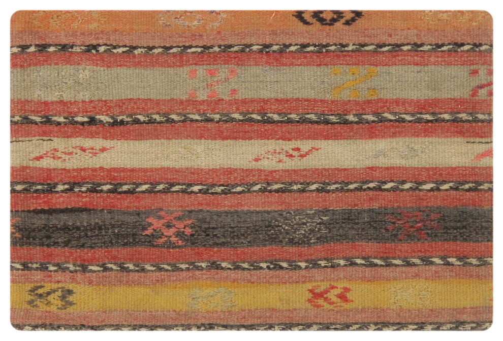 Pasargad Home Vintage Turkish Kilim Multi Color Pillow Cover, 16"x24"