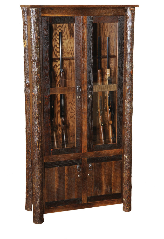 Barnwood Eight Gun Cabinet, Reclaimed Antique Oak Tobacco Barn Wood