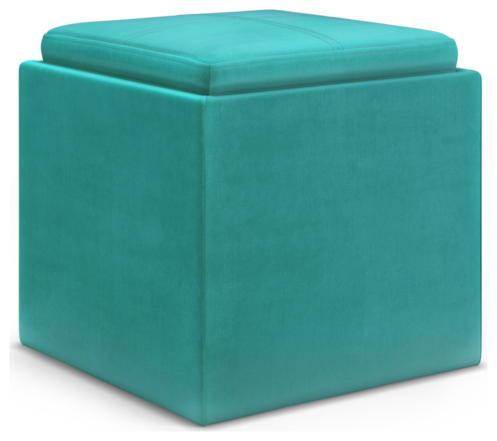 Rockwood Cube Storage Ottoman With Tray Contemporary Footstools And