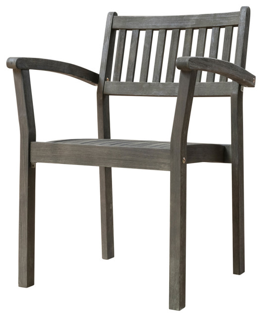 Renaissance Outdoor Patio Hand-scraped Wood Stacking Armchair, Set of 2