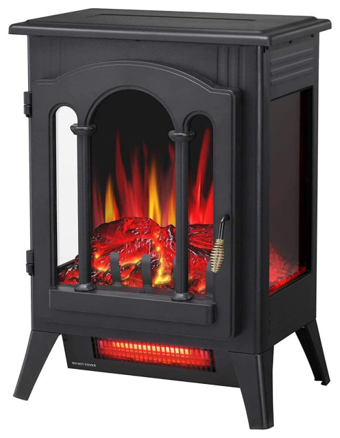 Infrared Electric Fireplace Stove, 16" Freestanding Fireplace Heater, Realistic