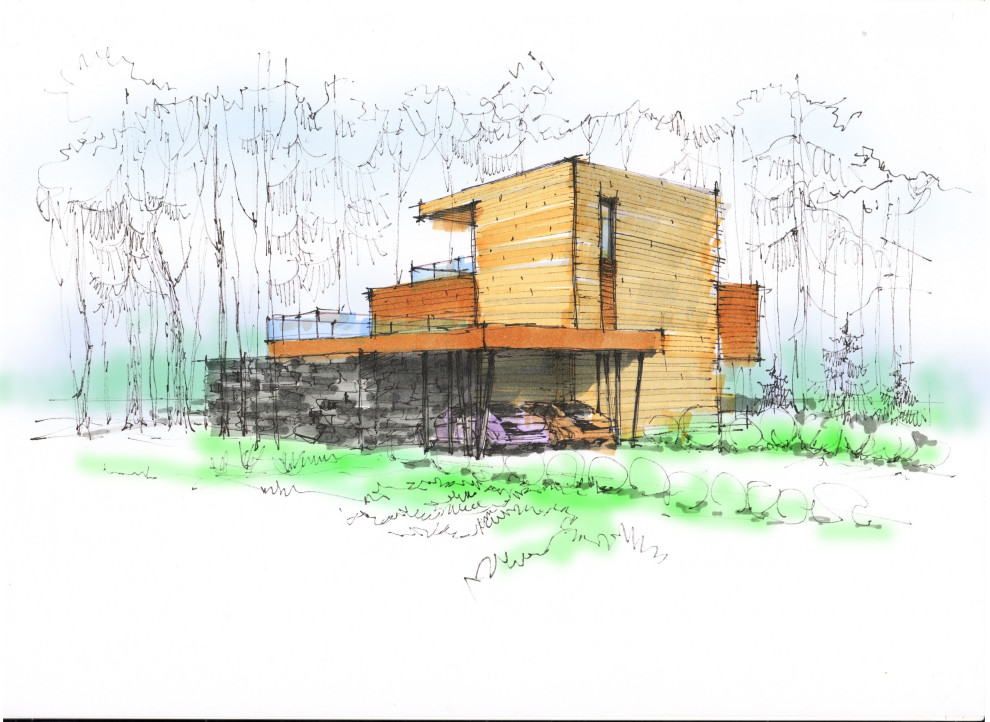 Фор-эскиз современного дома на берегу Лемболовского озера