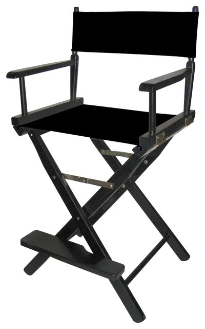 Folding Director's Style Chair w 24-Inch Seat Height & Black Finish Frame, Black