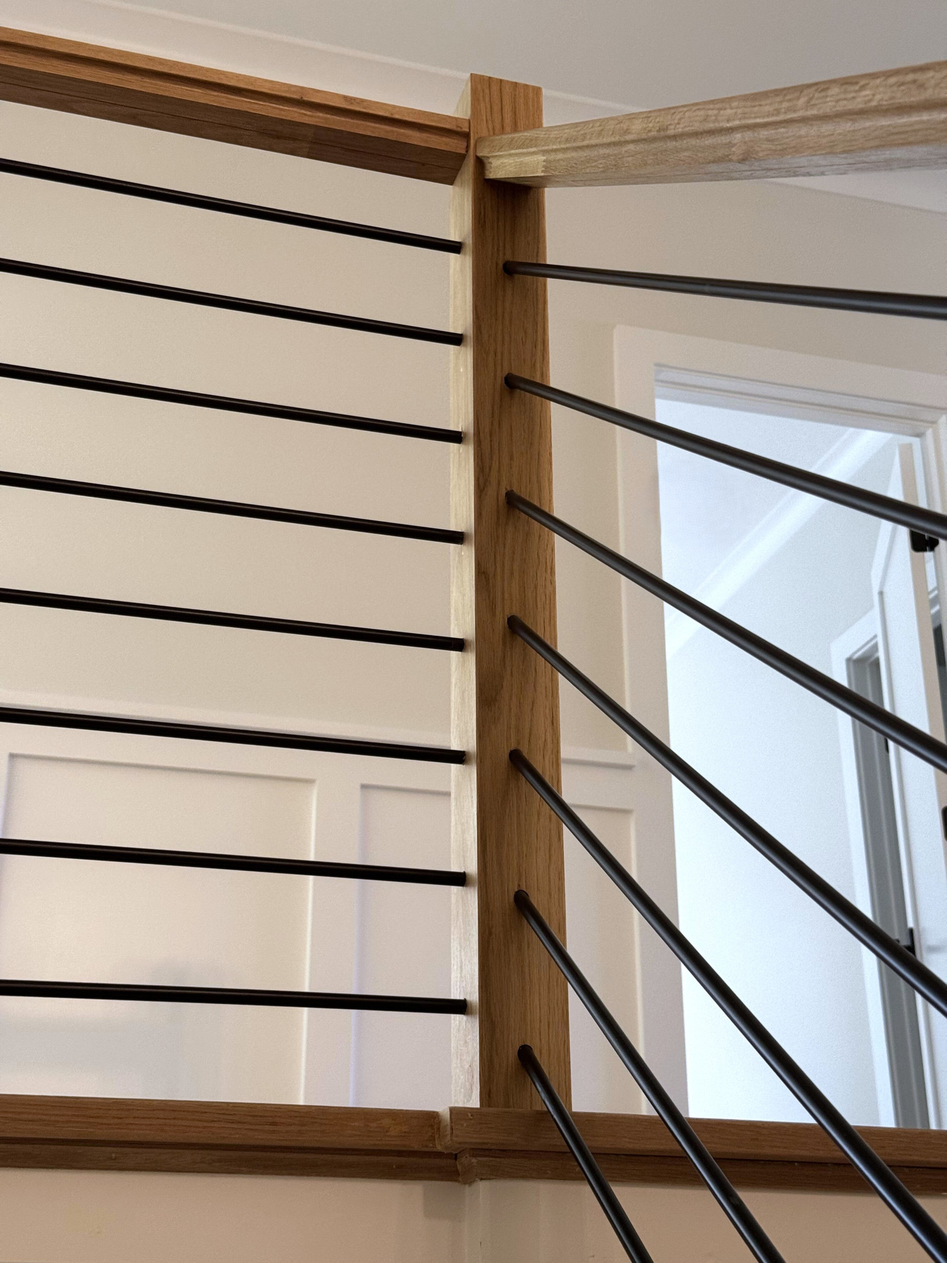 140_Modern White Oak Stair with Horizontal Bar Rail, Falls Church, VA 22043
