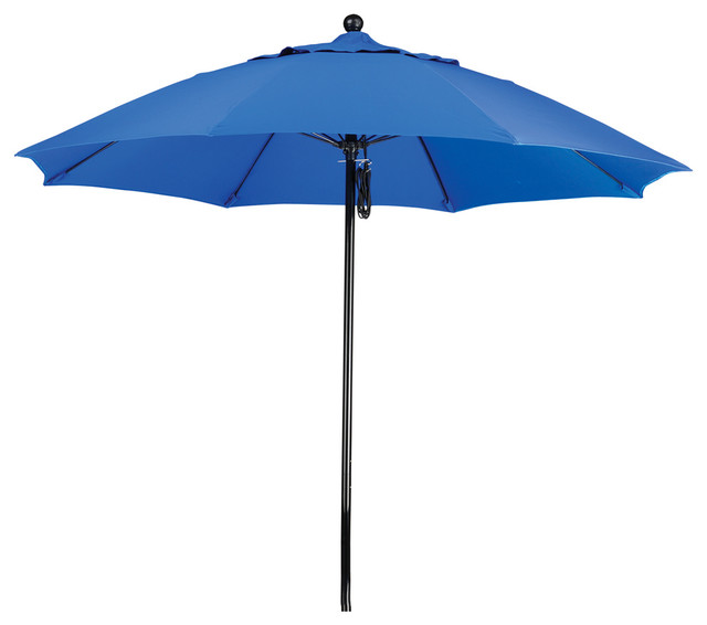 9 Foot Sunbrella Fabric Fiberglass Frame Pulley Lift Patio Market Umbrella Contemporary