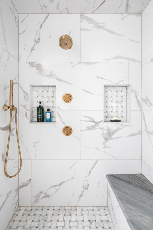 White Marble Elegance with Brass Accents