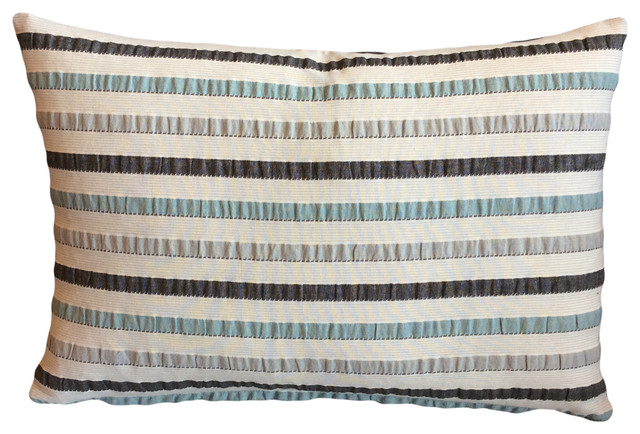 Charcoal Blue Taupe Stripes Robert Allen Decorative Lumbar Pillow Charcoal Blue Taupe Stripes Robert Allen Decorative Lumbar Pillow Cover